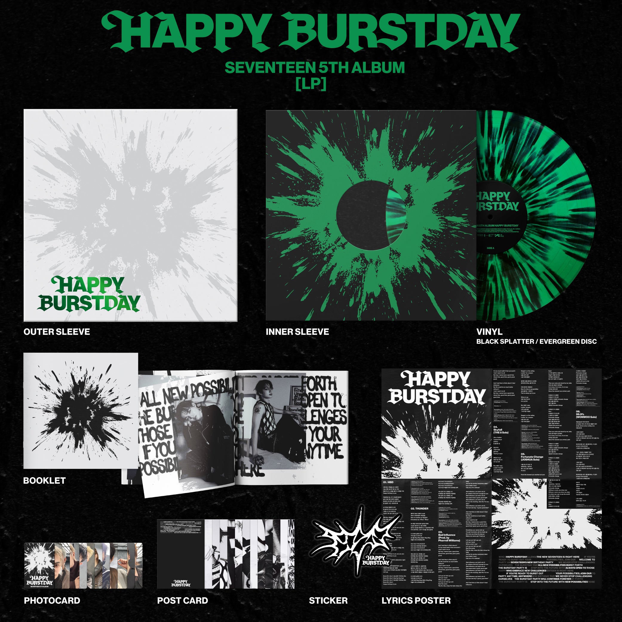 SEVENTEEN 5th Album 'HAPPY BURSTDAY' [LP] inside