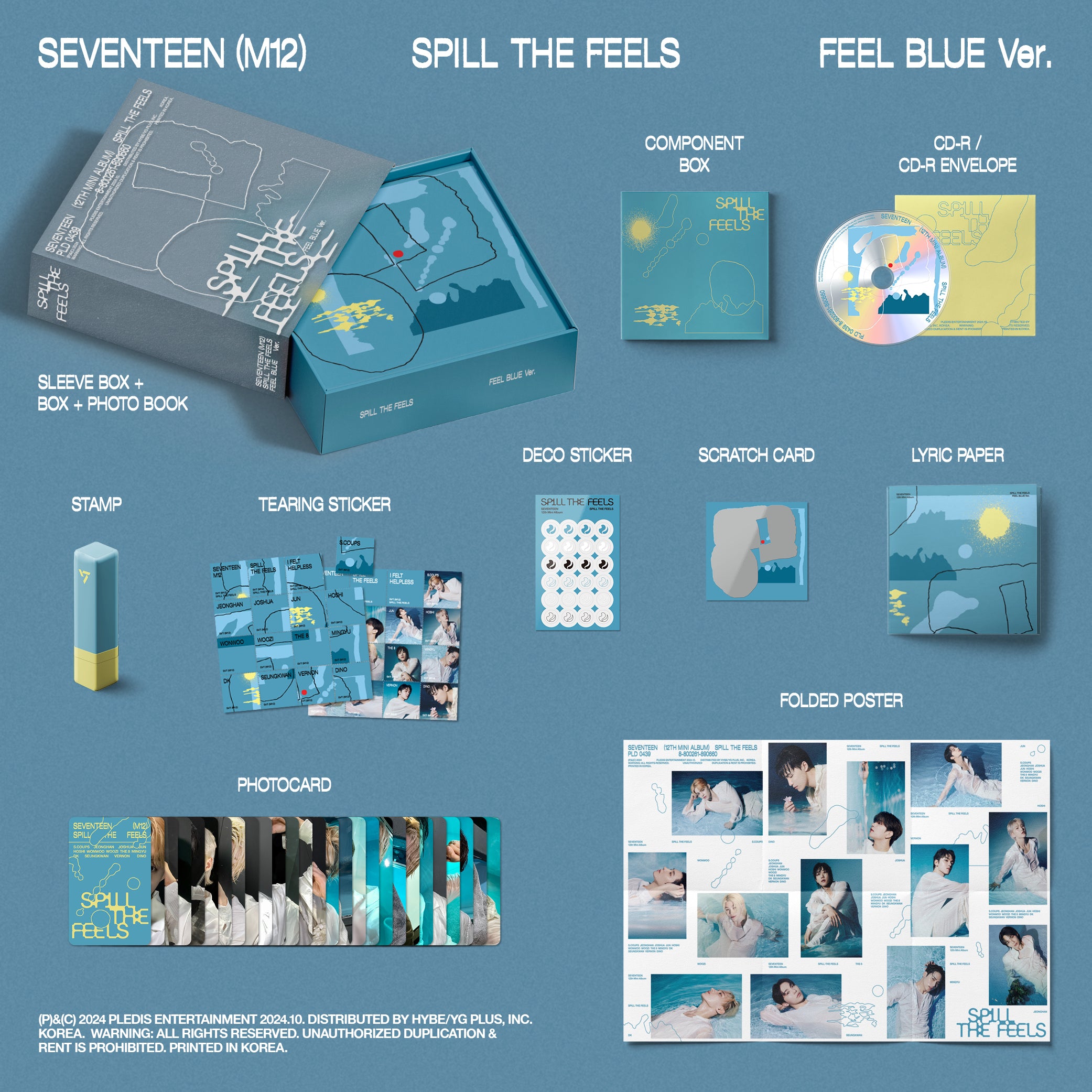 SEVENTEEN 12th Mini Album 'SPILL THE FEELS' FEEL BLUE Ver. (Signed)