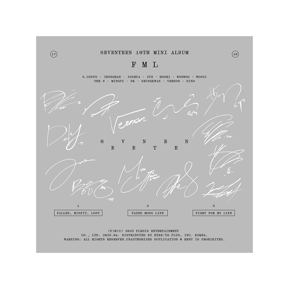 SEVENTEEN 10th Mini Album 'FML' Digital Signature (Main Version